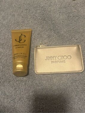 Jimmy Choo body lotion and  Metallic Gold Pouch